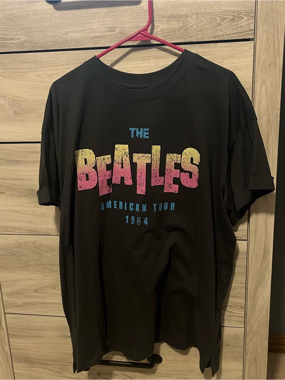 The Beatles Black Graphic Logo Tee with Colorful Print
